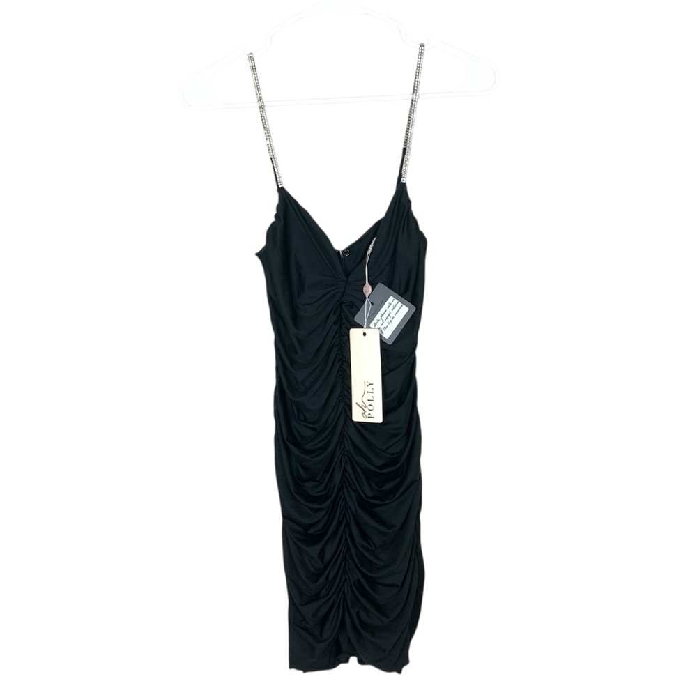 NEW Oh Polly black ruched mini dress size 10